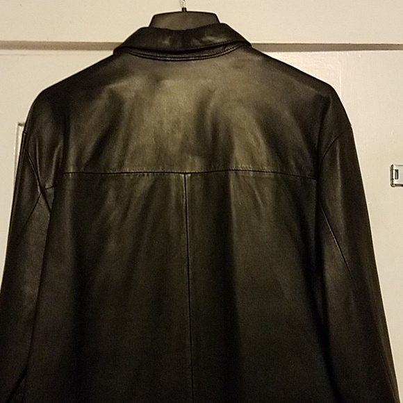 Mens Black Leather shirt style lightweight blazer - Picture 2 of 4